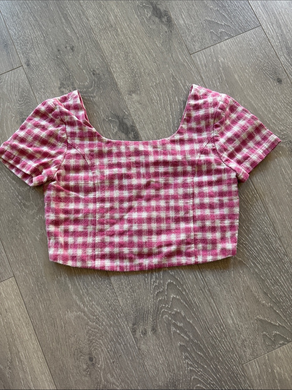 Zara Kids Pink Plaid Crop Top